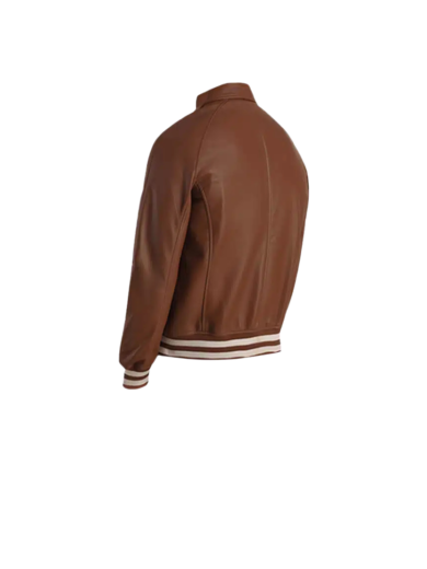 TJF: Men's Brown Leather Bomber Jacket