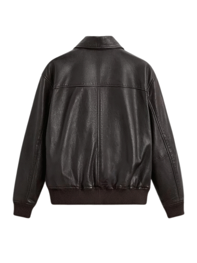 TJF: Men's Leather Bomber Jacket With Pockets