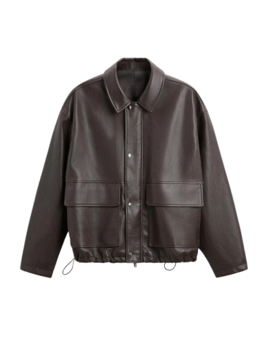 TJF: Men’s Relaxed Fit Long Sleeves Bomber Leather Jacket