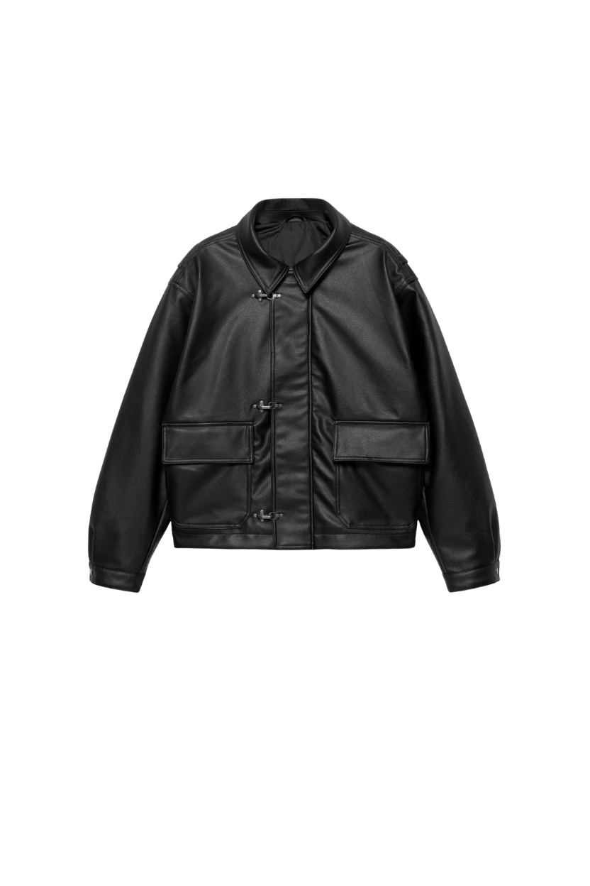 TJF: Leather Effect Jacket with Toggles