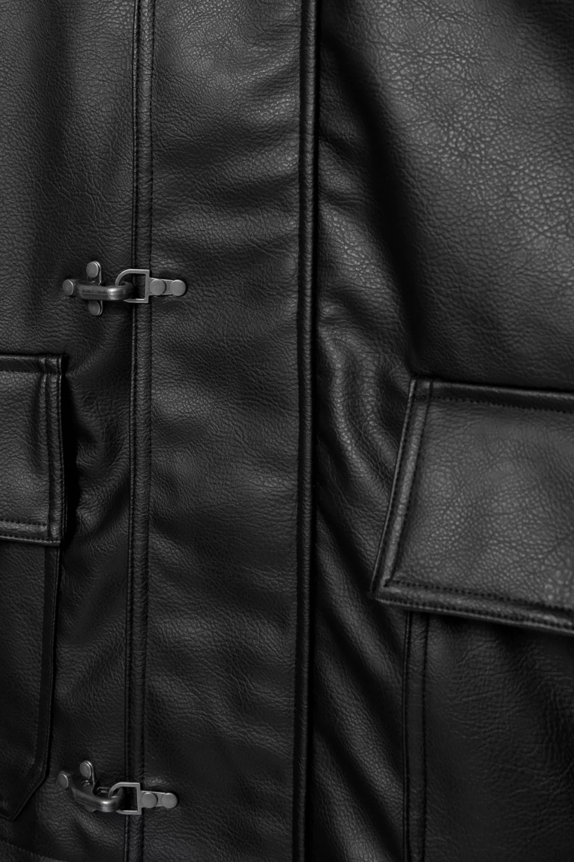 TJF: Leather Effect Jacket with Toggles