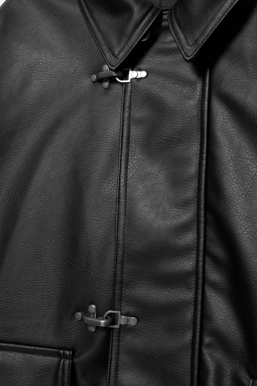 TJF: Leather Effect Jacket with Toggles