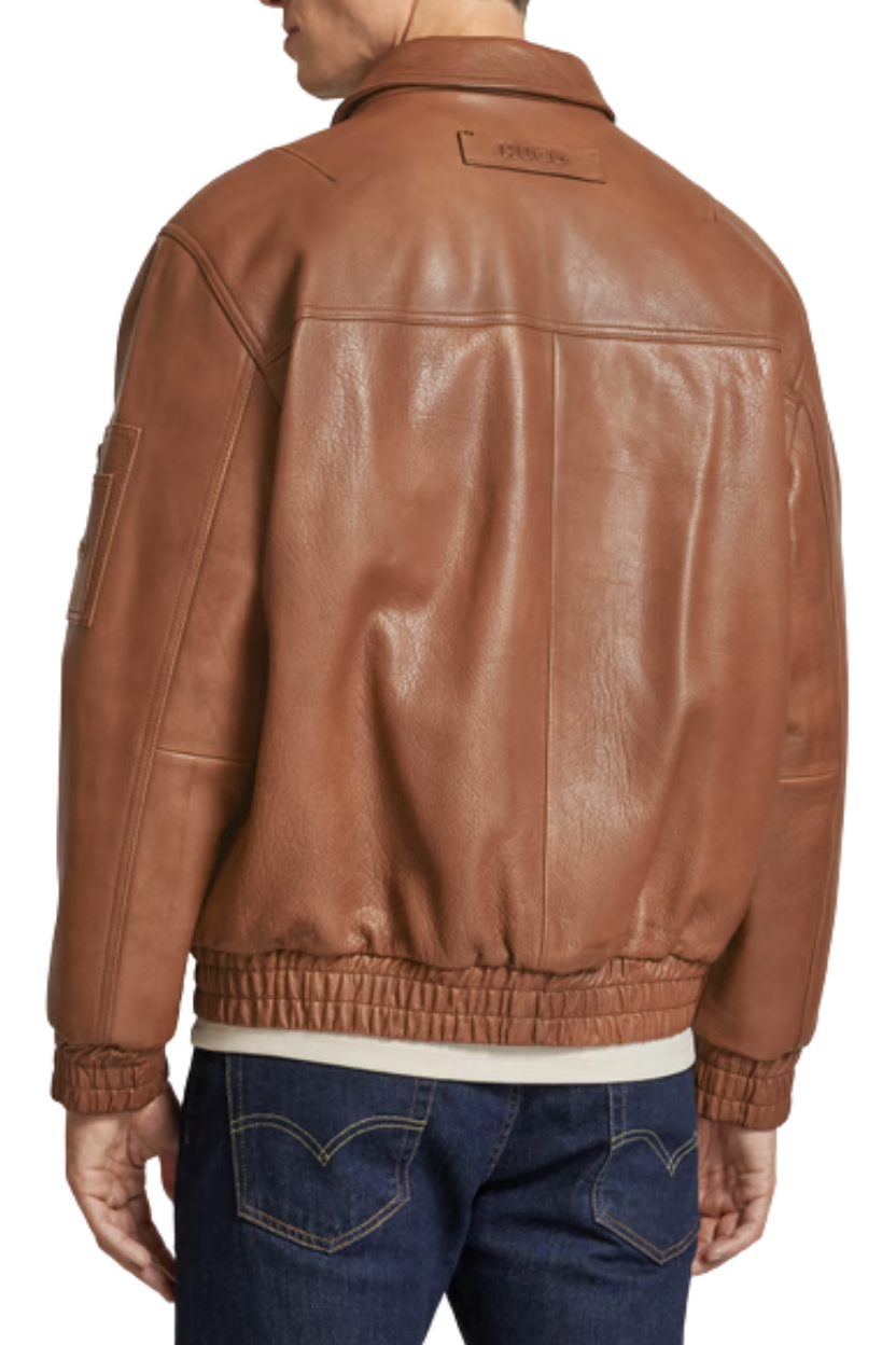 TJF: Men's Classic Brown Leather Bomber Jacket