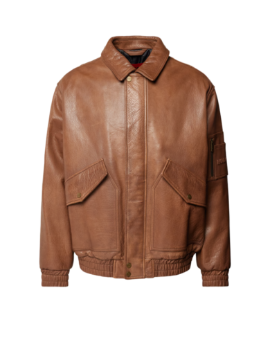 TJF: Men's Classic Brown Leather Bomber Jacket