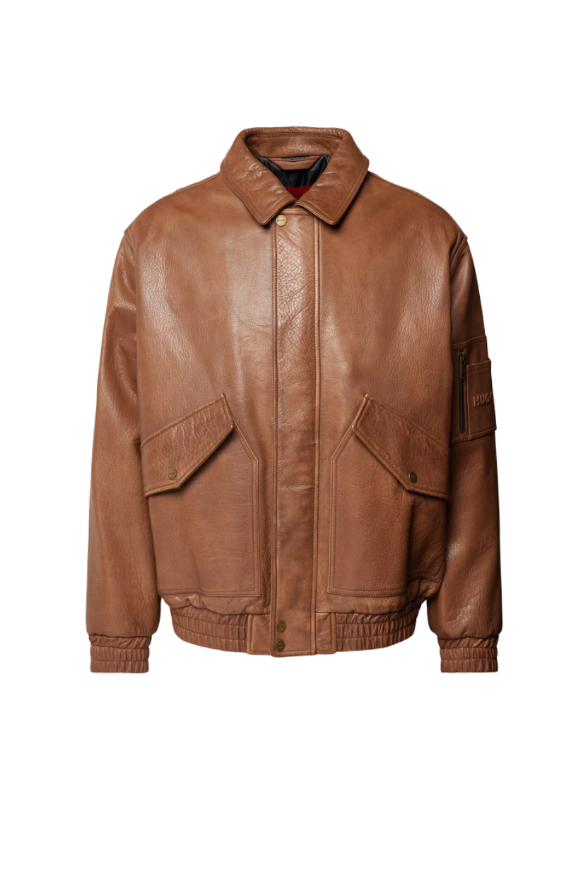 TJF: Men's Classic Brown Leather Bomber Jacket
