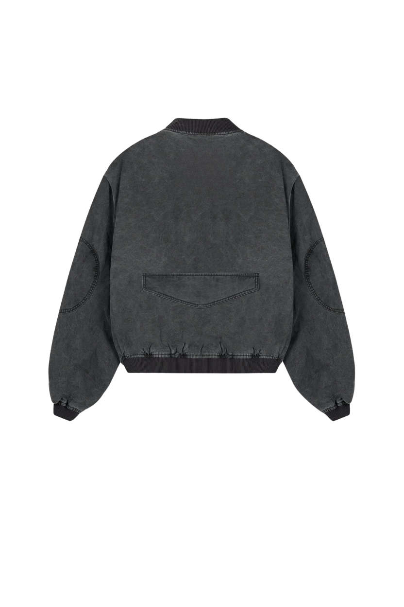 TJF: Men's Inset Sleeve Acid Wash Bomber Jacket