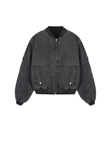 TJF: Men's Inset Sleeve Acid Wash Bomber Jacket