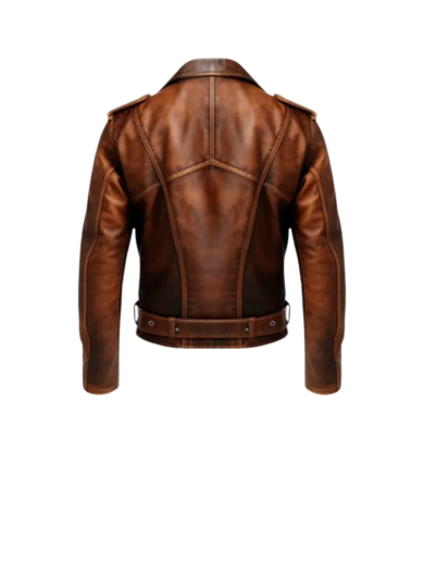 TJF: Men's Vintage Biker Brown Leather Jacket